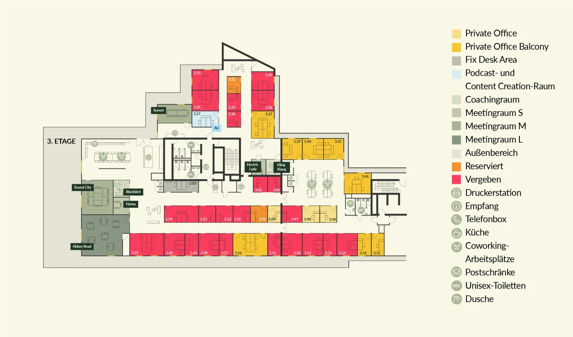 Lage- und Raumplan des studio_one Coworking Spaces in Wuppertal-Elberfeld