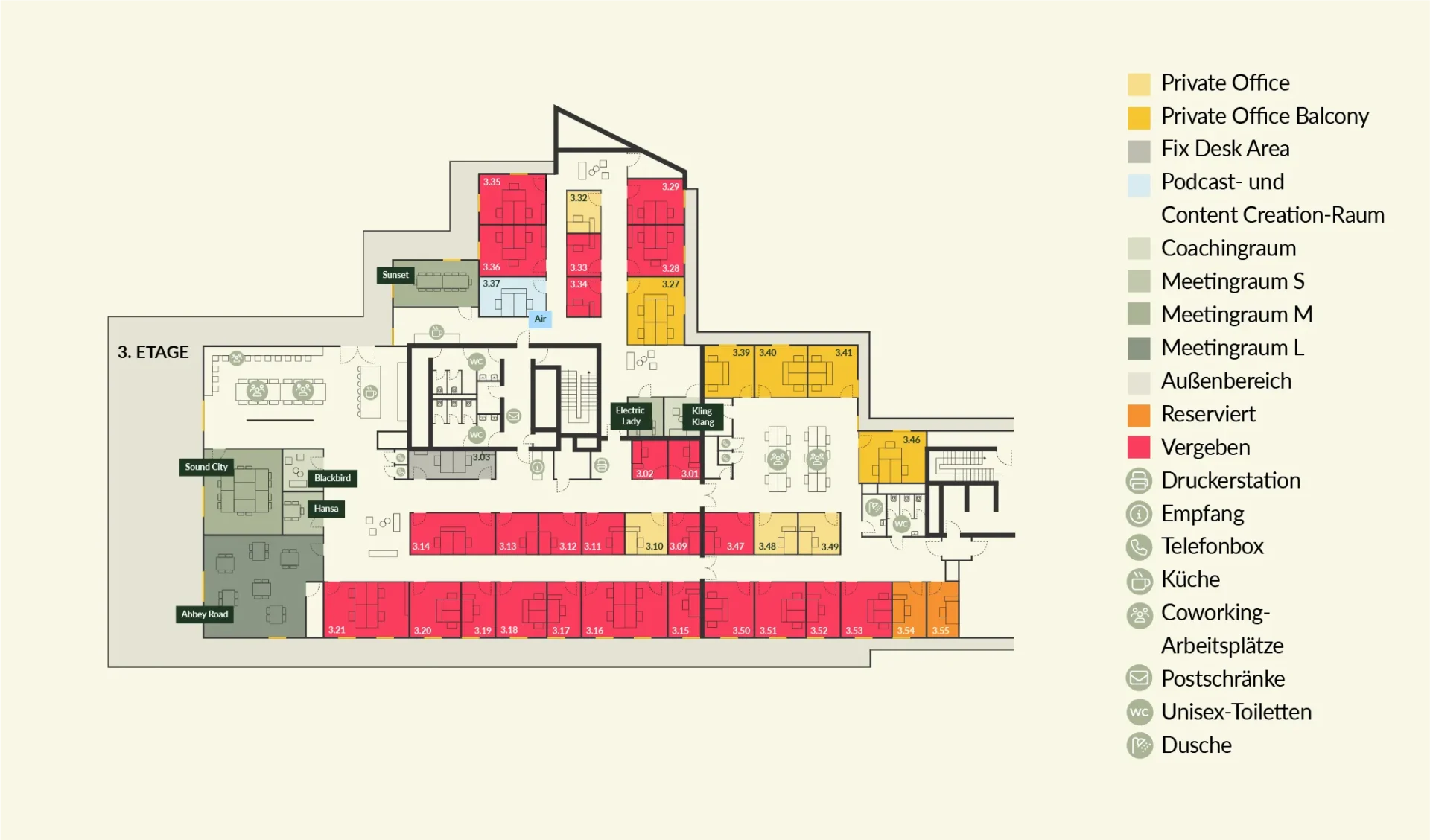 Lage- und Raumplan des studio_one Coworking Spaces in Wuppertal-Elberfeld